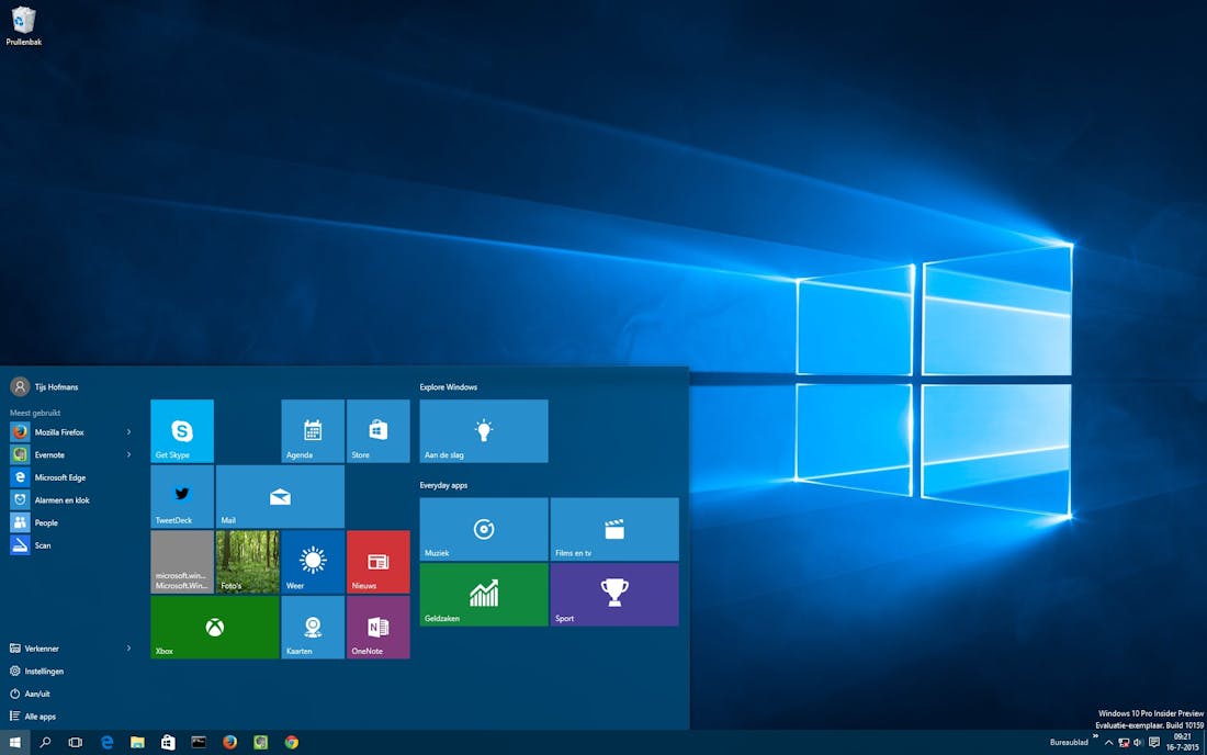 Review Windows 10: Het startmenu