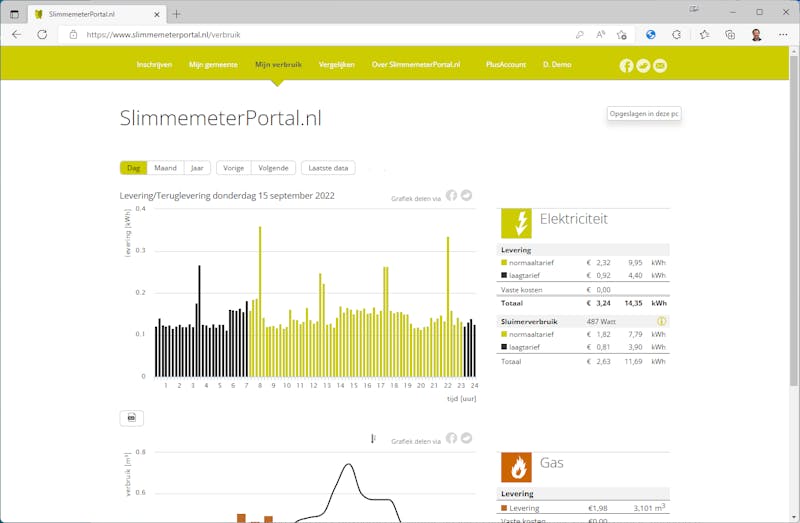 Via bijvoorbeeld SlimmemeterPortal.nl kun je inzicht krijgen in je verbruik.
