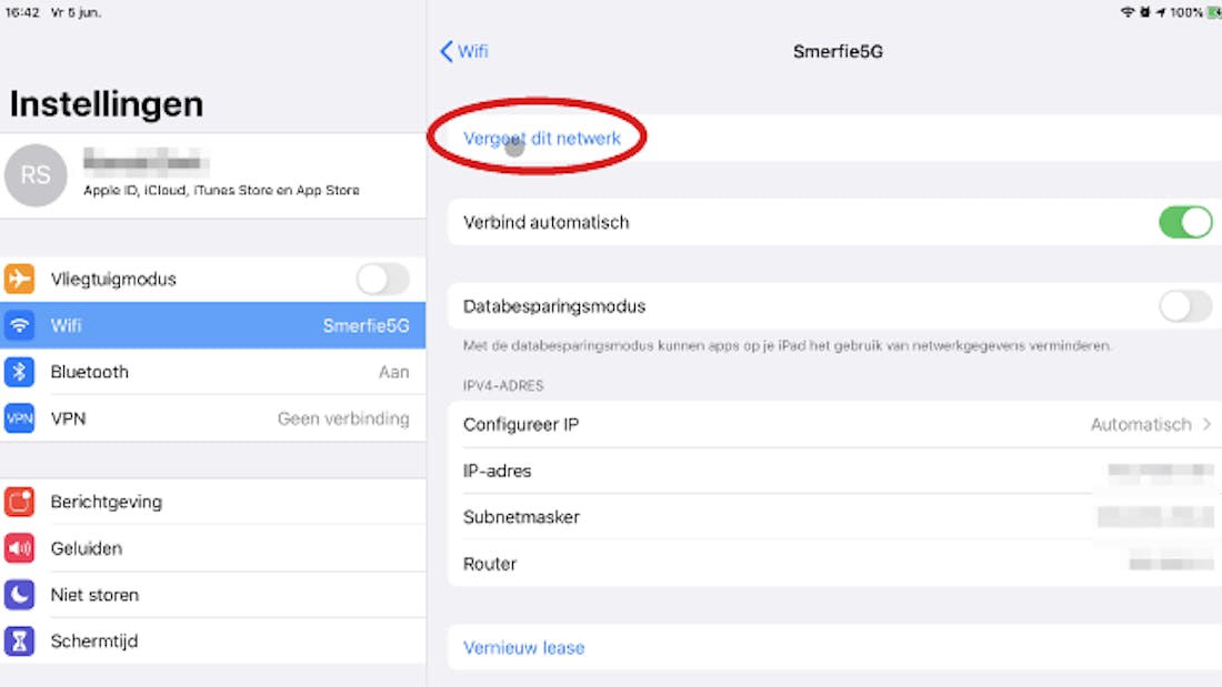 Bluetooth-verbinding en wifi-netwerk vergeten in IOS