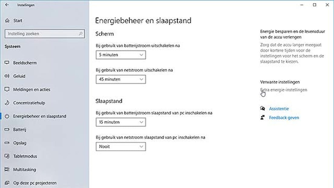 Energiebeheer optimaal instellen in Windows 10