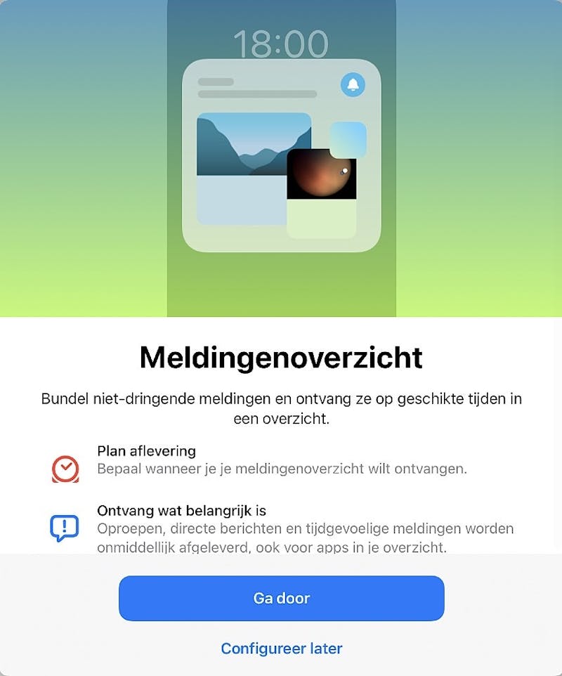 Je kunt meldingen ook automatisch laten bundelen en op gezette tijden laten zien.