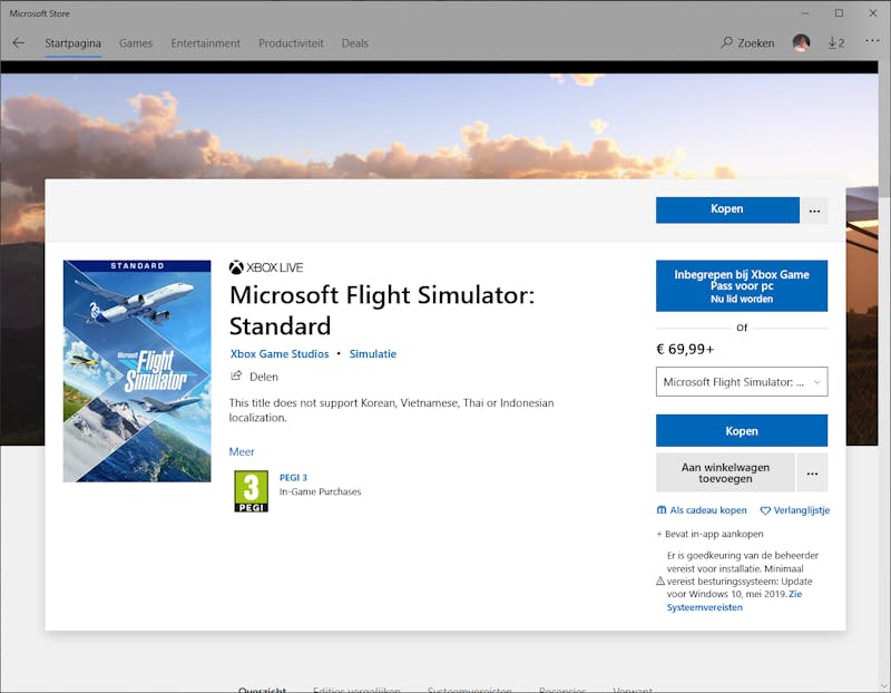 Flight Simulator zal voor velen de eerste aankoop in de Microsoft Store zijn.