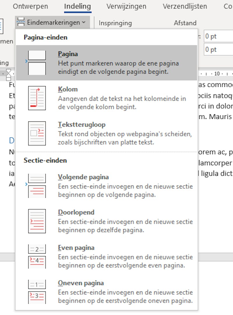 Tip 12 Plaats een eindemarkering om naar een nieuwe pagina over te gaan.