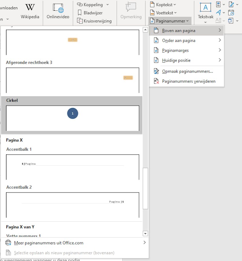 Tip 15 Word heeft een gevarieerd aanbod aan stijlen voor paginanummering.