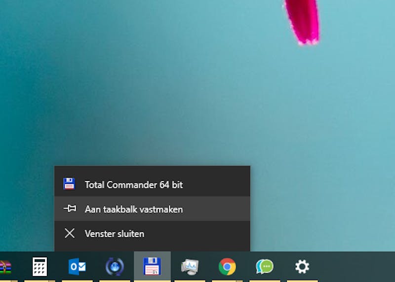 Tip 03 Met de rechtermuisknop maak je ook pictogrammen vast op de taakbalk.