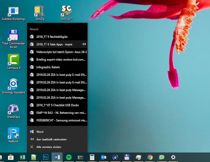 Tip 04 Recente bestanden kun je openen nog vóór je het programma opent, door op het pictogram te rechtsklikken.