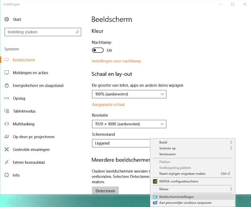Tip 07 De rechtermuisknop helpt je ook bij het aanpassen van de beeldscherminstellingen.