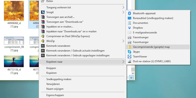Tip 11 Met je rechtermuisknop kun je zelfs bestanden comprimeren, al zit dat wel flink verstopt.