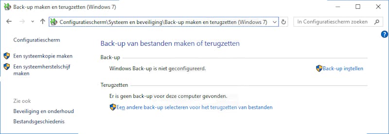 Het maken van een image van je schijf heet in Windows een systeemkopie maken.