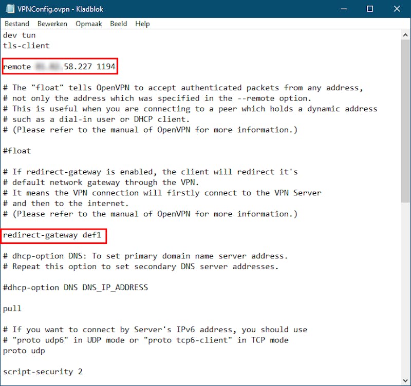 Tip 04 Je moet wel een paar kleine aanpassingen in het OpenVPN-profielbestand maken.