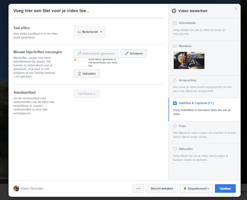 Tip 02 Je kunt bij Facebook eenvoudig je ondertiteling uploaden bij je video.