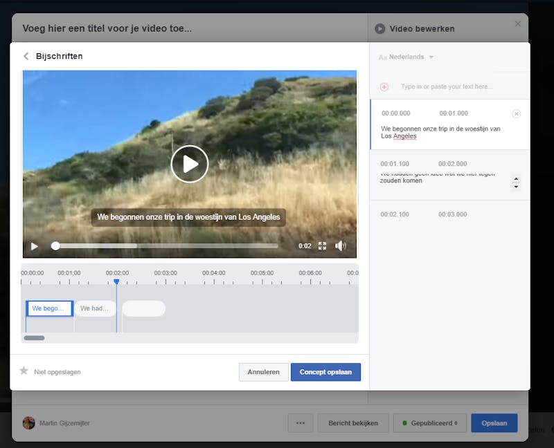 Tip 03 De editor van Facebook maakt het invoeren van ondertitels heel eenvoudig.