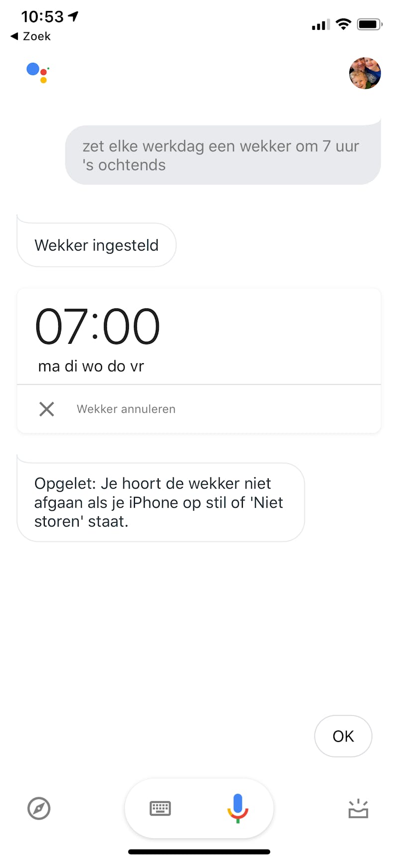 Tip 08 Een ouderwetse wekker heb je niet meer nodig, de Google Home doet het voor je.