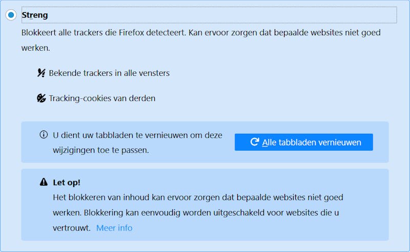 02 Cookies van derden blokkeren in je webbrowser levert je al heel wat extra privacy op.