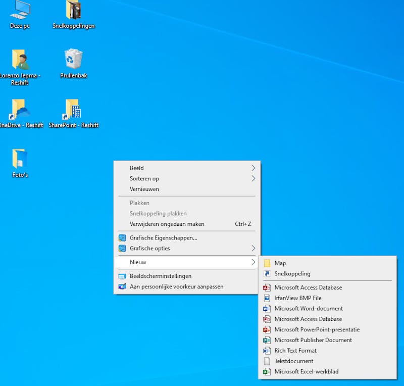 Screenshot van een nieuwe map aanmaken voor je bureaublad