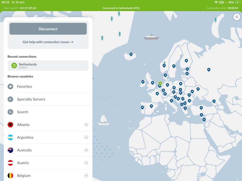 NordVPN scoort hoog op privacy, maar lager op snelheid.