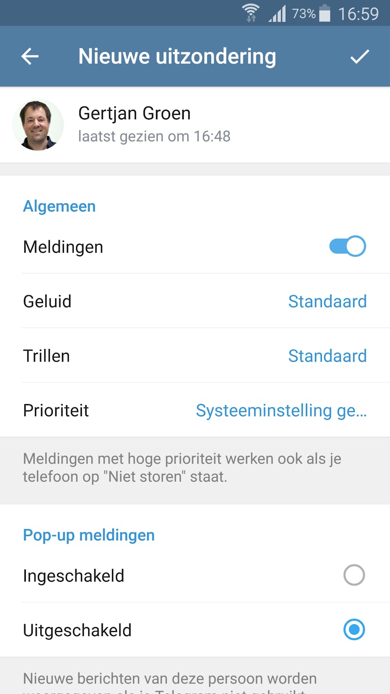 Tip 07 In Telegram kun je notificaties volledig naar wens instellen.