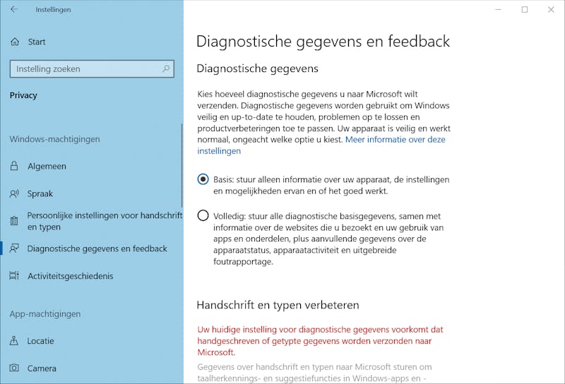 Je kunt de standaard privacyinstellingen aanpassen.