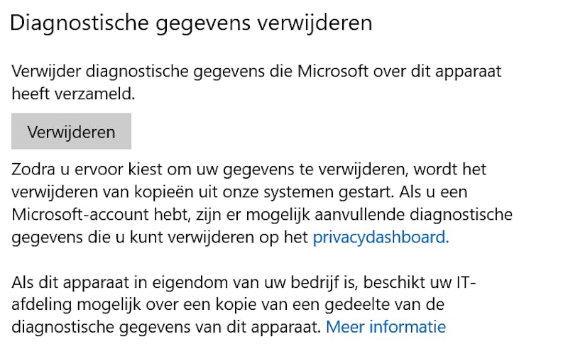 Windows houdt gegevens bij voor diagnostische doeleinden.