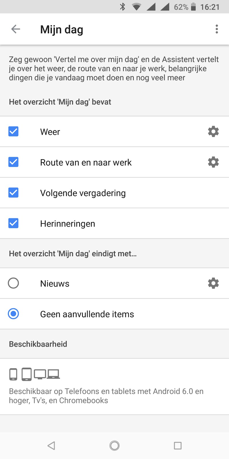 Google Assistent houdt je op de hoogte over de dag die je te wachten staat.