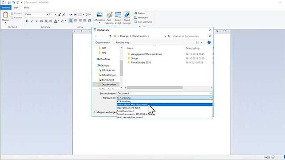 Werken met WordPad in Windows 10