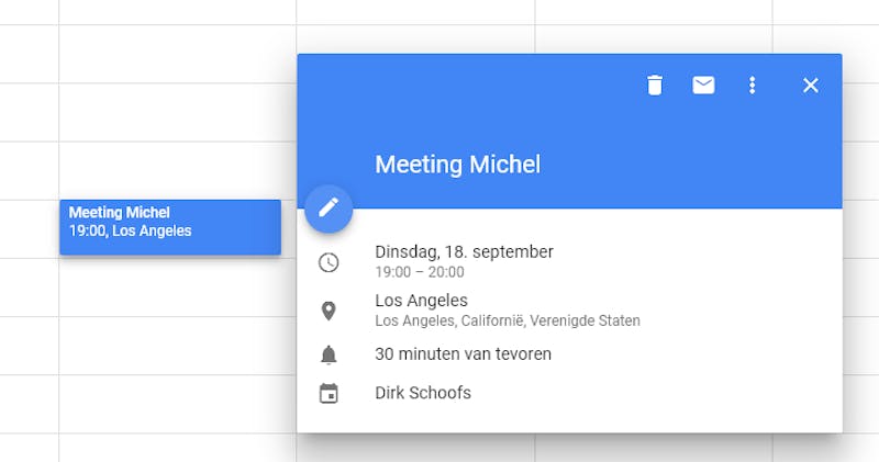 Michel participeert in de meeting in San Francisco, die daar van 10 tot 11 uur plaatsvindt.