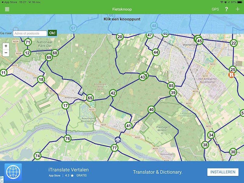 De iOS-app Fietsknoop