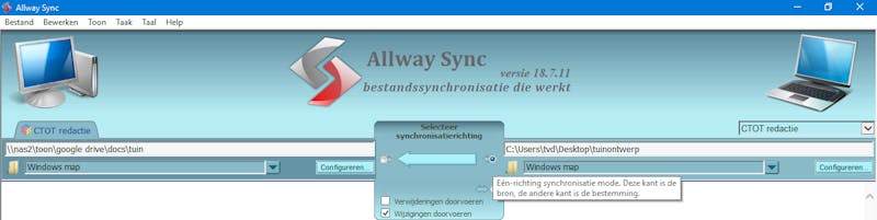 03 Erg belangrijk: kies de juiste synchronisatierichting(en) en de correcte opties.