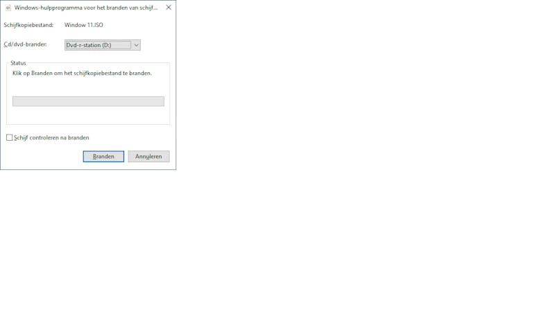 In Windows 10 brand je snel een dvd van een ISO-image, maar voor de previewversie van Windows 11 heb je een dual-layer-dvd nodig.