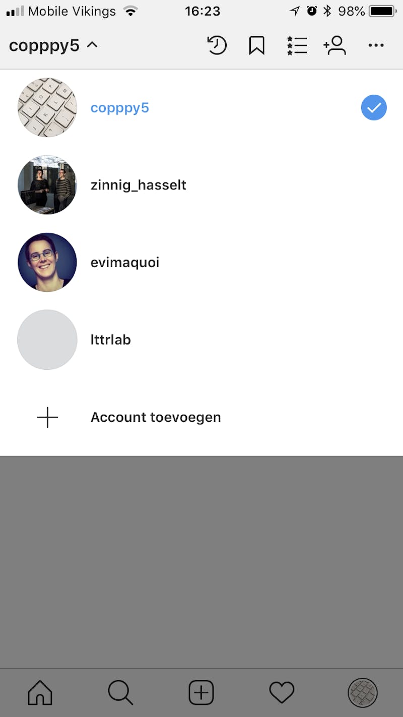 In slechts enkele tikjes switch je van het ene account naar het andere.