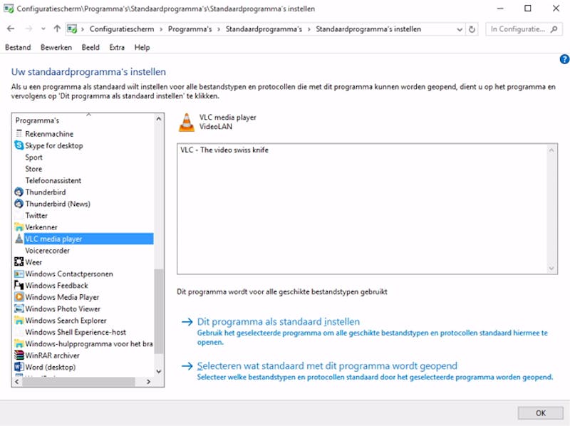 Stel VLC in als standaardprogramma voor al je videobestanden.