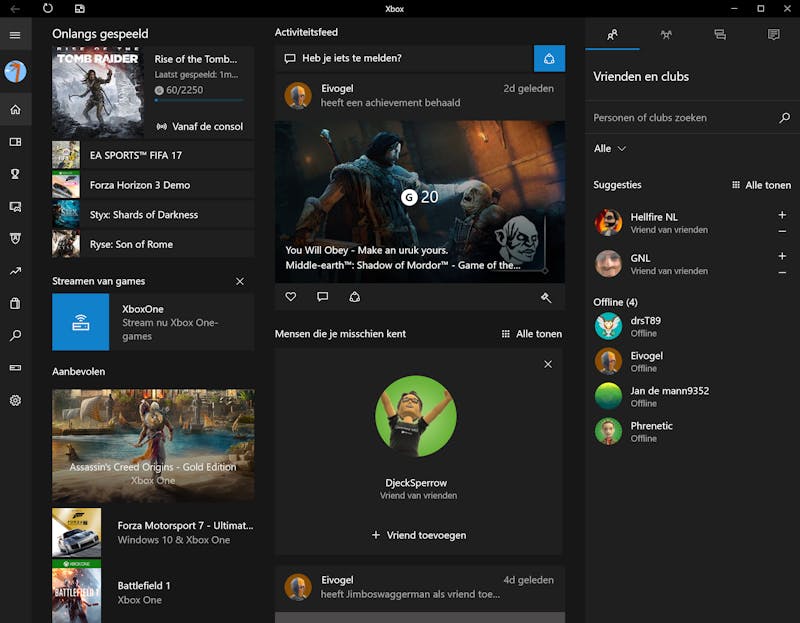 Met de Xbox-app kun je onder meer streamen en het aanbod in de Store bekijken.