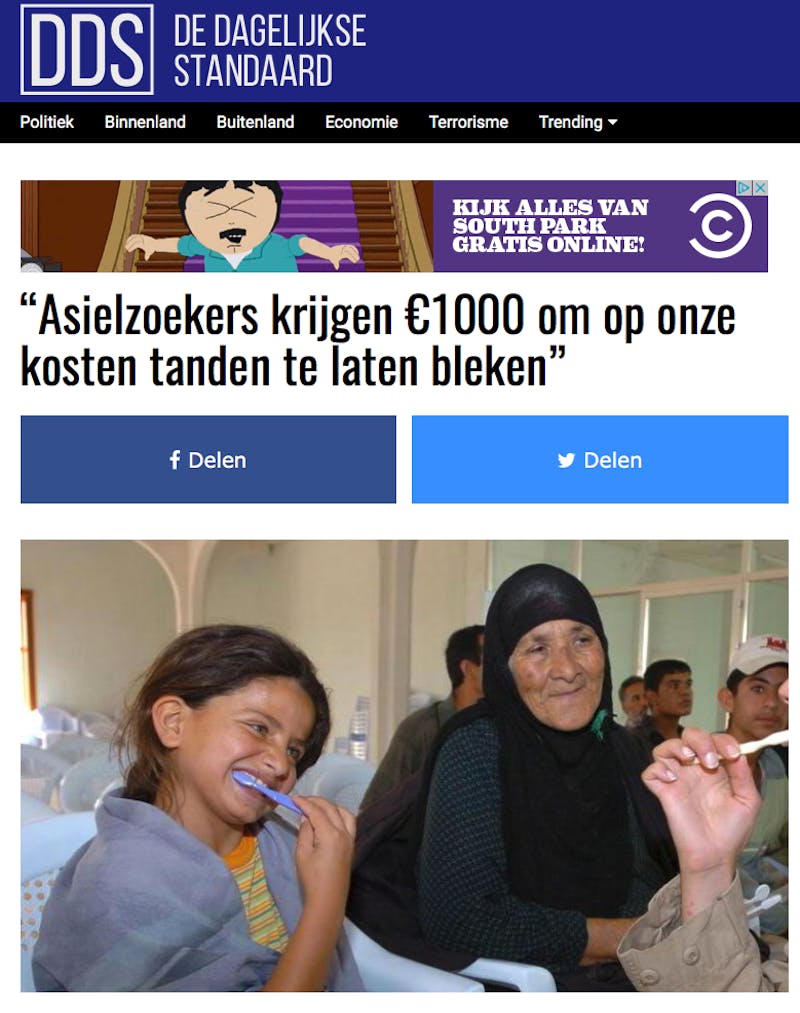 Nep! Een tandartsregeling voor mensen met zeer laag inkomen wordt gepresenteerd als een asielzoekerssubsidie op witte tanden.