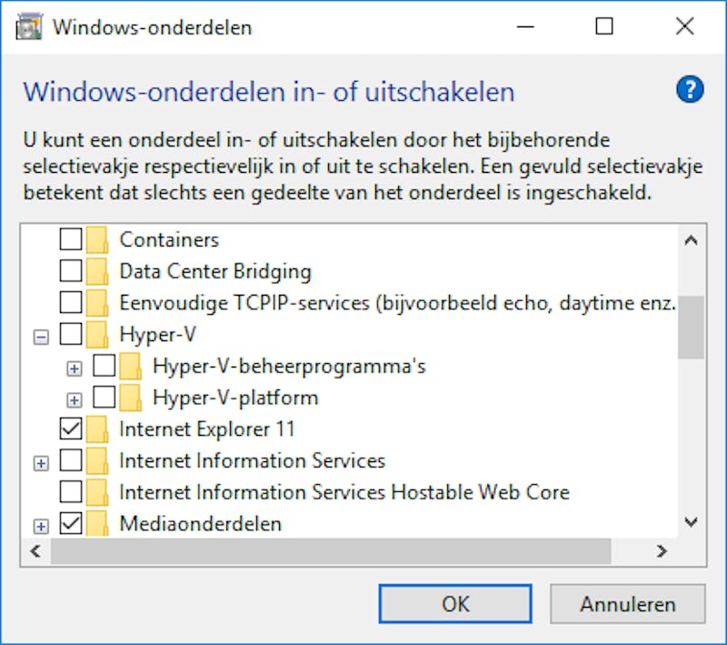 04 Op een 64bit-versie van Windows 8 Pro en Windows 10 Pro kun je gratis virtualiseren met Hyper-V.