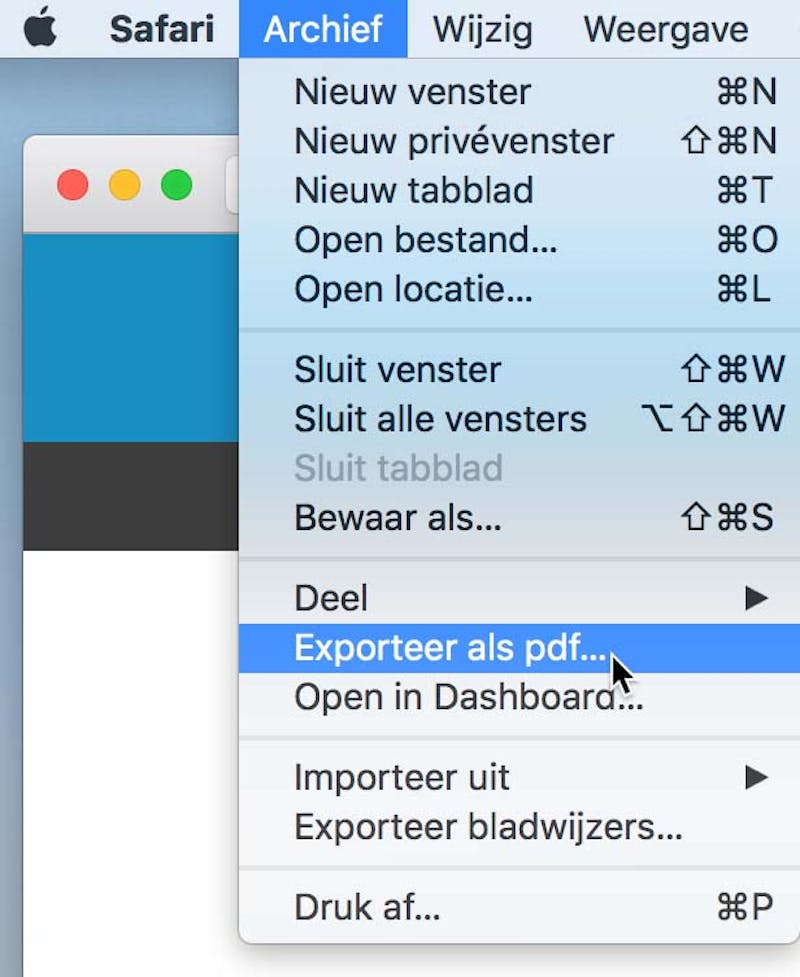 Mak snel een PDF van een webpagina in Safari