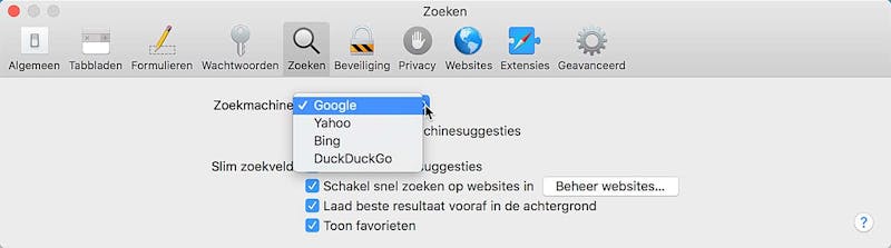 Je kunt een andere zoekmachine gebruiken in Safari