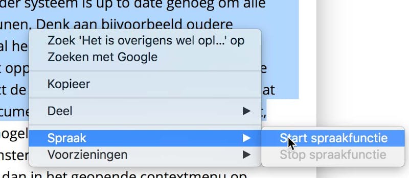 Laat tekst op een geopende pagina in Safari voorlezen