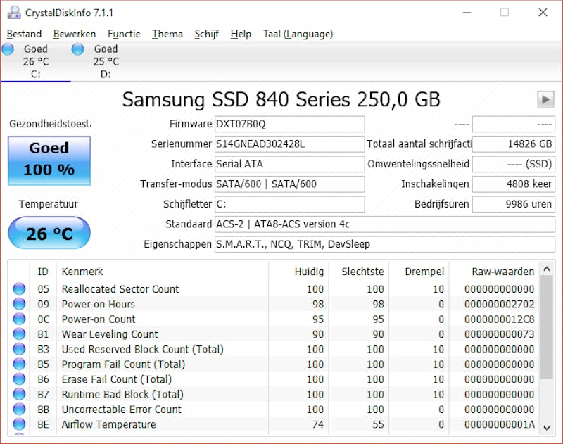 Houd eenvoudig in de gaten wat de status van je harde schijven is met CrystalDiskInfo.