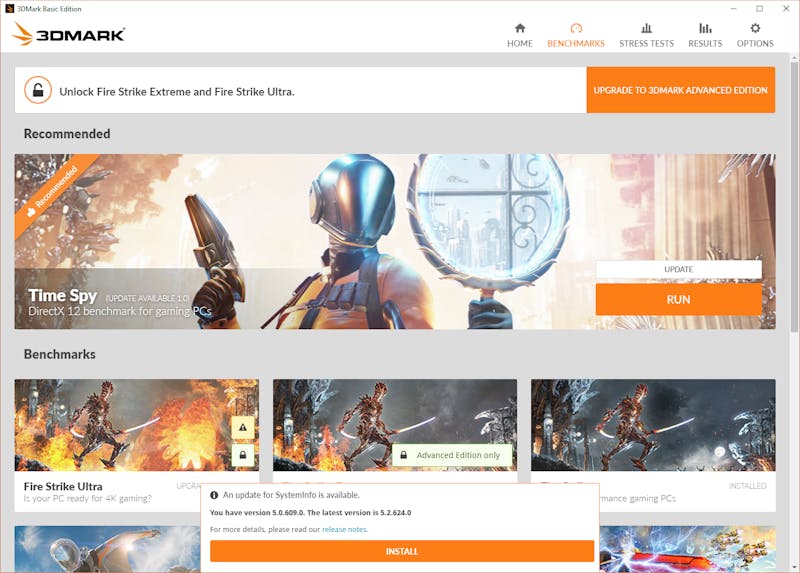 3DMark verzorgt zowel een stresstest als een benchmarkscore.