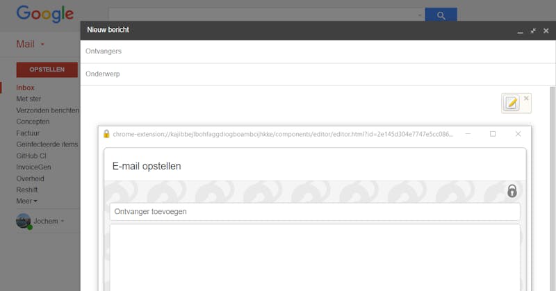 09 Nadat je op het icoon linksboven hebt geklikt, kun je je versleutelde mail opstellen.