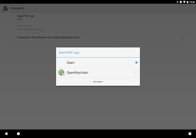10 Kies in K-9 Mail als cryptografieprovider voor OpenKeychain.