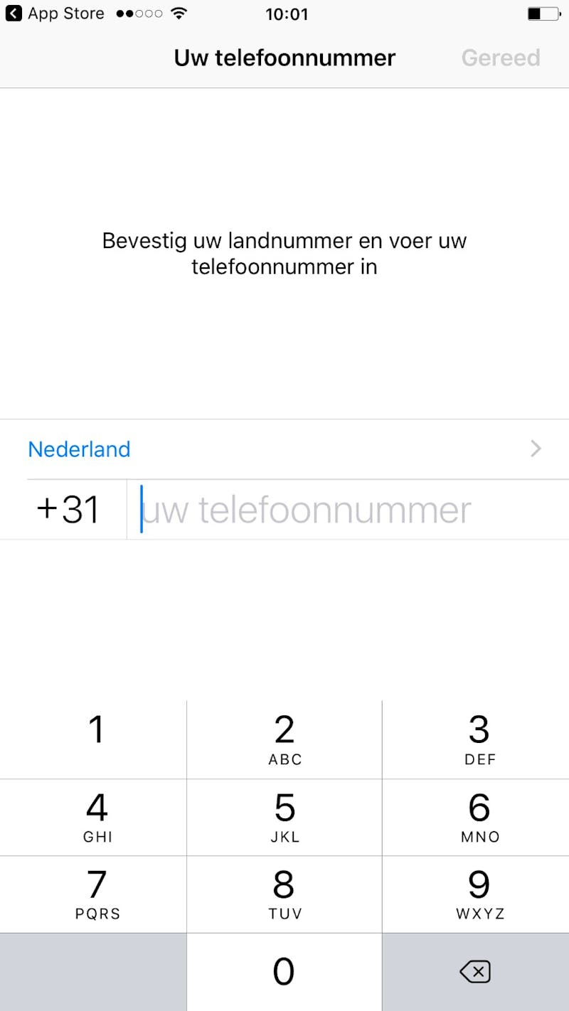 Tip 01 Bij de installatie moet je je telefoonnummer invoeren.