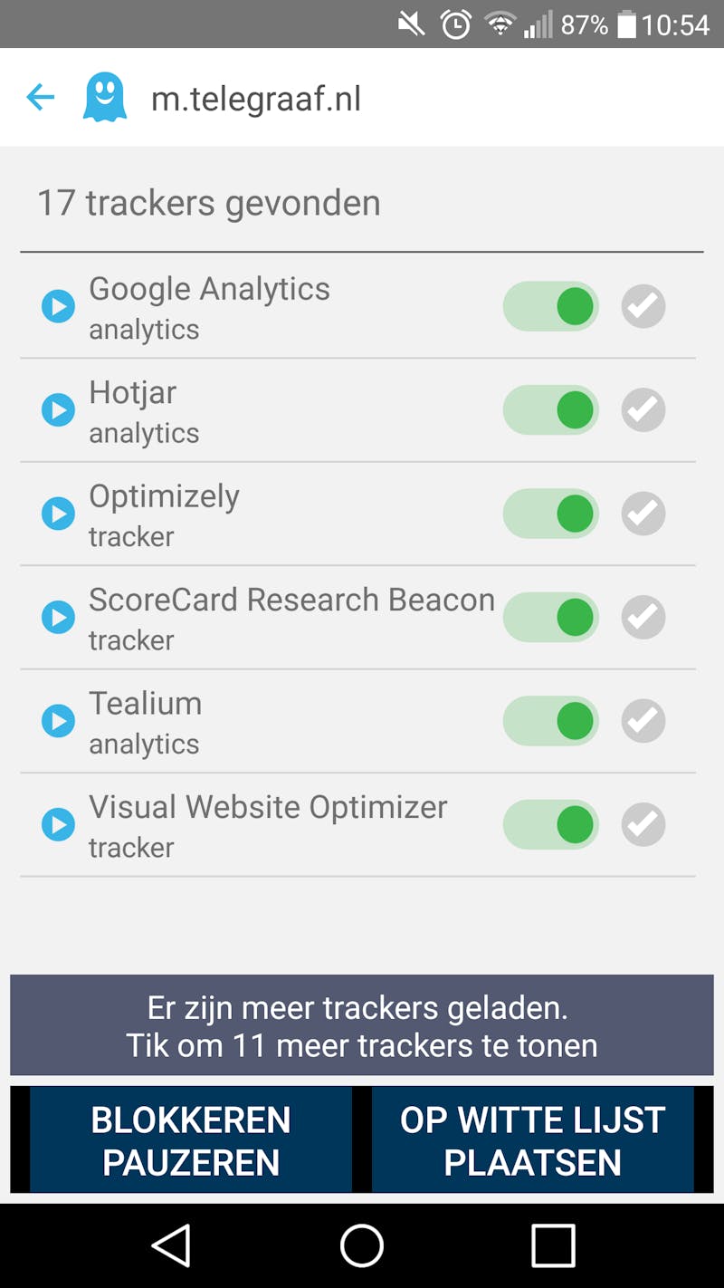 03 De Ghostery-extensie is ook op je smartphone te gebruiken om tracking cookies te blokkeren.