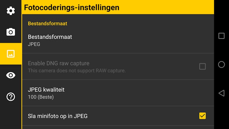 03 Niet elke Android-versie of telefoonfabrikant ondersteunt raw.