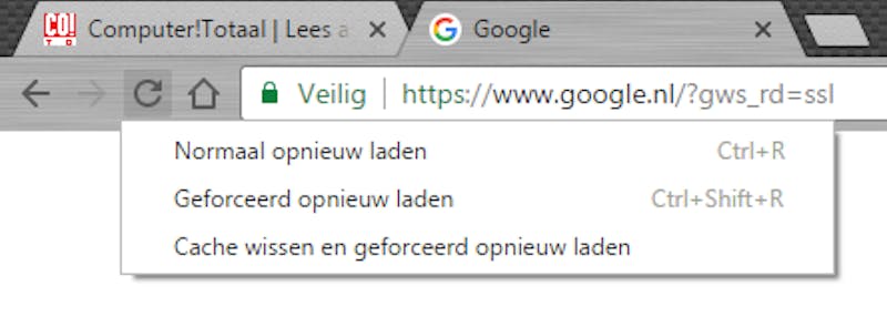 Cache wissen en geforceerd opnieuw laden is een paardenmiddel.