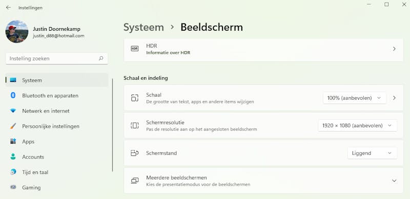 Zorg dat je de aanbevolen schermresolutie gebruikt.