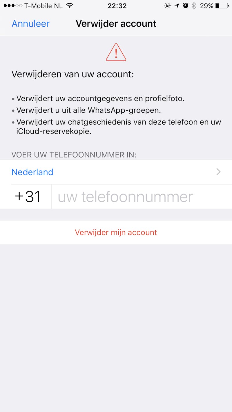 Tip 23 Ben je helemaal klaar met WhatsApp? Dan kun je je account verwijderen.