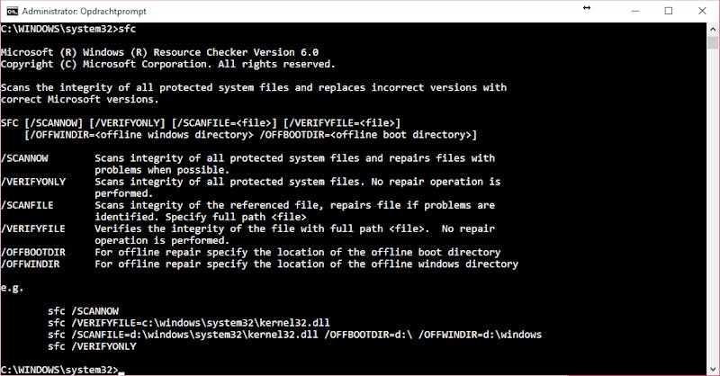Tip 07 Via de opdrachtprompt kun je je systeem laten controleren op bestandsproblemen.