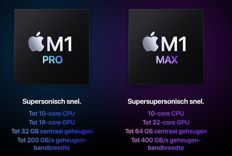 De twee nieuwe chips van Apple.