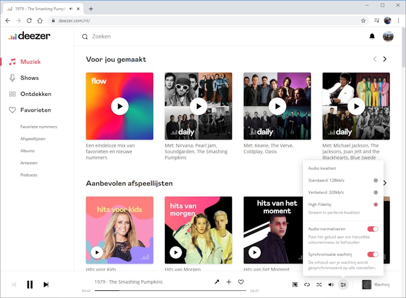 Bij gebruik van Deezer HiFi selecteer je in de luisterinstellingen de hoogste audiokwaliteit.